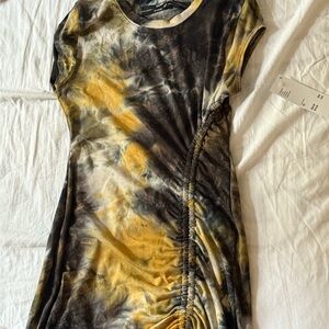 Urban Outfitters Yellow and Black Tie-Dye Dress